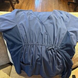 Hanes Navy Wrap Scrub Blouse